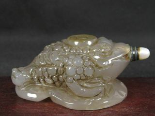Chinese Toad Carved Natural Agate Snuff Bottle