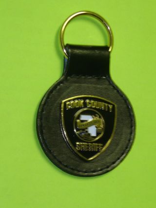 Chicago Police Cook County Sheriff Seal Key Chain W/ Leather Strap
