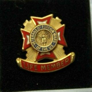 Vfw Veterans Foreign Wars Life Member Pin - Nib - Vintage