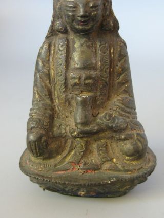 Fine Old Chinese Tibetan Buddha Cast Bronze Statue Sculpture w/Polychrome Paint 3