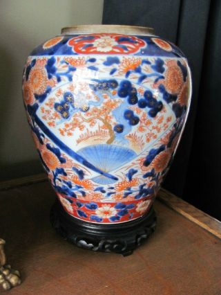 Antique Large Hand Painted Japanese Porcelain Imari Jar/vase