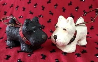 2 Chunky Scottie Dog Scottish Terrier Ornaments