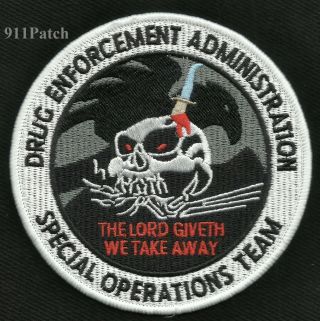 DRUG ENFORCEMENT ADMINISTRATION DEA SPECIAL OPERATIONS TEAM SKULL POLICE PATCH 2