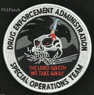 DRUG ENFORCEMENT ADMINISTRATION DEA SPECIAL OPERATIONS TEAM SKULL POLICE PATCH 3