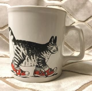 Vintage Kliban Cat Mug Red Sneakers 10 Oz.  Kiln Craft Made In England