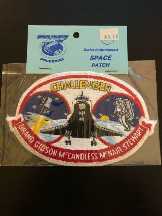 Vintage Space Shuttle Challenger 1984 Sts - 41b Nasa Embroidered Patch Crew Names