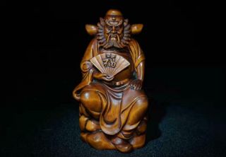 Chinese Natural Boxwood Hand Carved Zhong Kui Figure Statues 42057