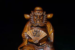 Chinese Natural Boxwood Hand carved Zhong Kui Figure Statues 42057 2
