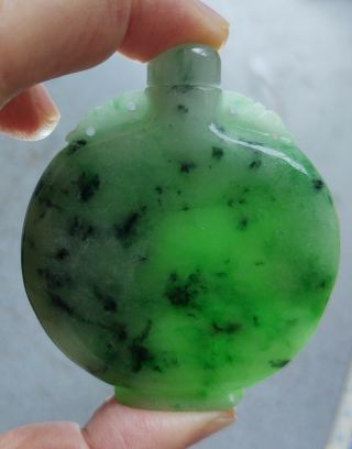 Grade A Burmese Green Jadeite Vintage Snuff Bottle.