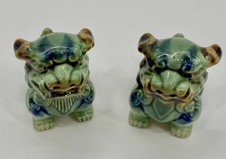 Pair Vintage/antique Chinese Asian Ceramic Foo Dogs No Flaws Age Grazing