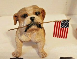 Bulldog Statue With American Flag