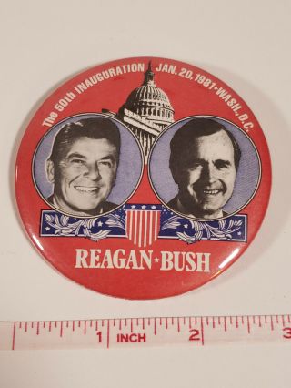 1981 Ronald Reagan Bush Inauguration Pin Pinback Button Campaign Badge Political
