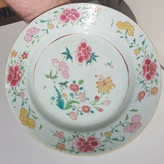 Antique 19th C.  Chinese Porcelain Famille Rose Plate Flowers China 8.  25 " B