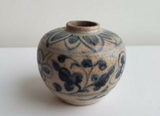 Antique Chinese Ming Pottery Blue & White Jar China