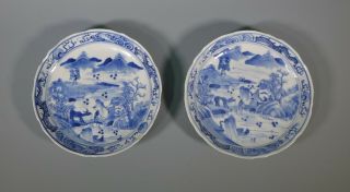 Two Antique 18th C.  Chinese Blue & White Porcelain Dishes As Found