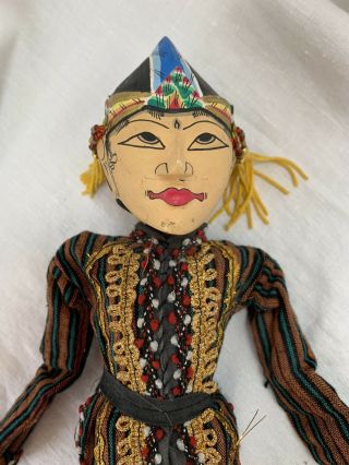 Stunning Vintage Asian/oriental Large Hand Painted Marionette Stick Puppet 19 "