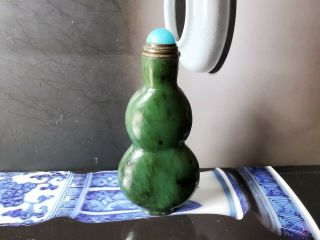 Vintage Chinese Spinach Jade Snuff Bottle