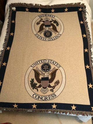 American Made Heavy United States Congress Afghan Sofa Blanket 54x70