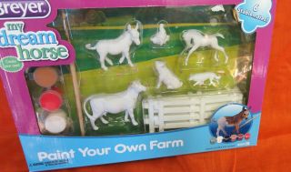 Breyer 4209 Paint Your Own Farm - Unpainted Donkey,  Cow,  Pig,  Foal,  Dog,  More