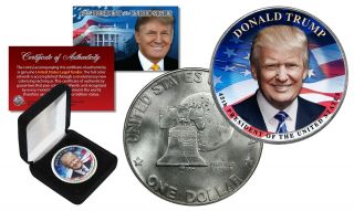 Donald Trump 45th President 1976 Bicentennial Ike Eisenhower Dollar Coin W/ Box