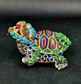 Taiwan Cochin Pottery Colorful Porcelain Dragon Turtle Tortoise
