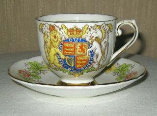 Queen Elizabeth Ii Coronation Cup And Saucer Stanley Hand Painted