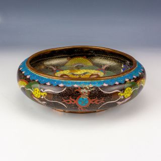 Vintage Chinese Cloisonne - Oriental Dragon & Fireball Bowl - Lovely