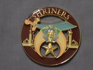 Masonic 3 " Shriners Car Emblem Crescent Scimitar Star Freemasonry