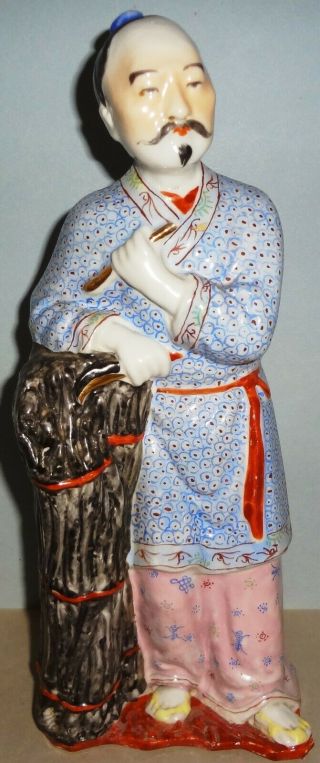 Antique Chinese Famille Rose Porcelain 9 1/2 " Immortal As Knife Thrower - Figure