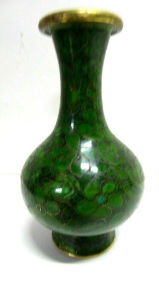 Vintage Brass Asian Cloisonne Enamel Vase