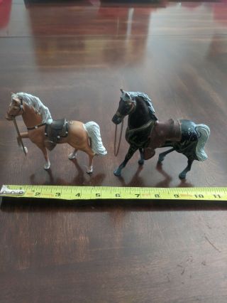 2 Vintage Painted Cast Metal Western Horses Figurine Statue 5.  5 " Tall Japan
