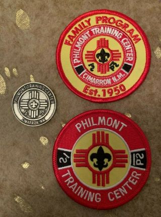 Bsa Boy Scouts Philmont Training Center Patch & Coin Bundle