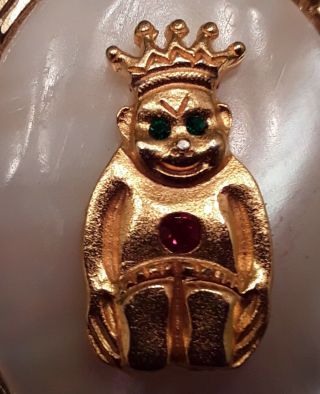 Shriner ' s Bolo Tie Gold Tone,  Mother of Pearl,  Child Wearing Crown Gold Nuggets 2