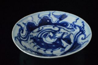 X9255: Chinese Blue&white Dragon Flower Muffle Painting Ornamental Plate/dish