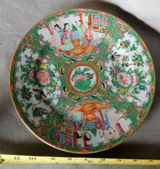 Antique Rose Medallion Dinner Plate Famille 19th Century Hand Painted Bluebirds