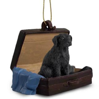 Flat Coated Retriever Traveling Companion Dog Figurine In Suit Case Ornament