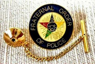 Fraternal Order Of Police Tie Tack Pin And Chain Clasp " F O P "