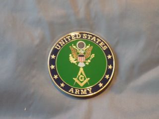 Masonic 3 " Car Emblem Us Army Square Compass Fraternity Military Metal