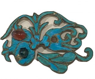 Antique Chinese Kingfisher Feather Hair Pin Ornament