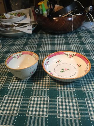 Antique Chinese Export Porcelain Tea Cup & Saucer