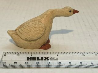 Vintage 1988 Hand - Carved Goose Bird Figurine – 3” X 1.  5” - Signed