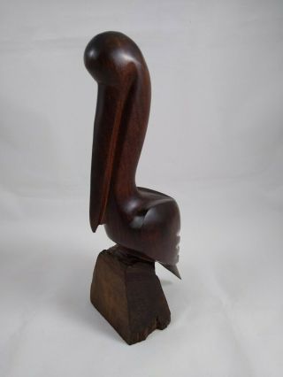 Vintage Hand Carved Ironwood Stork Or Pelican Bird Carving 9 "