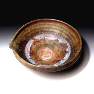 @sp37 Vintage Japanese Large Pottery Bowl,  Bizen Ware,  Dia.  10.  8 Inches
