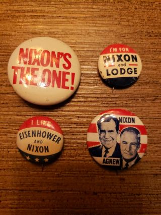 Vintage Richard Nixon Us Presidential Campaign Pinback Button Set 1956 - 1964
