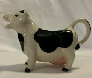 Vintage Porcelain Black & White Cow Creamer Farmhouse Country Yoakum Texas