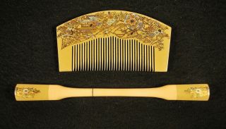 Vintage Japanese Kanzashi Kougai Kimono Geisha Hair Pin / Comb W Display Case