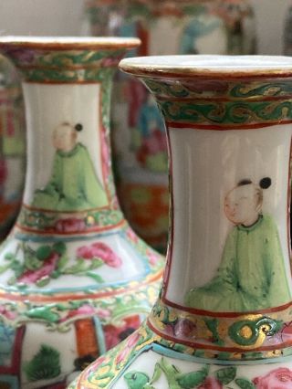 Pair 19th C Chinese Canton Porcelain Vases