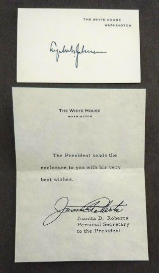 Lyndon B.  Johnson 1967 White House Autograph Signature Card And Thank You Note