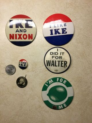 1952 Ike And Nixon Pin - Back Re - Election Campaign Pin,  I Like Ike (2),  3 More