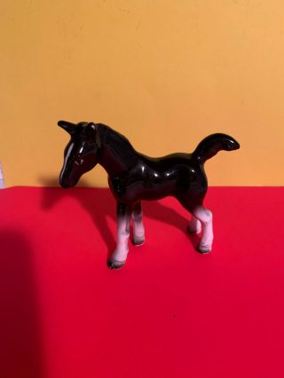 Small Black And White Porcelain Horse Really Cute Estate Find
